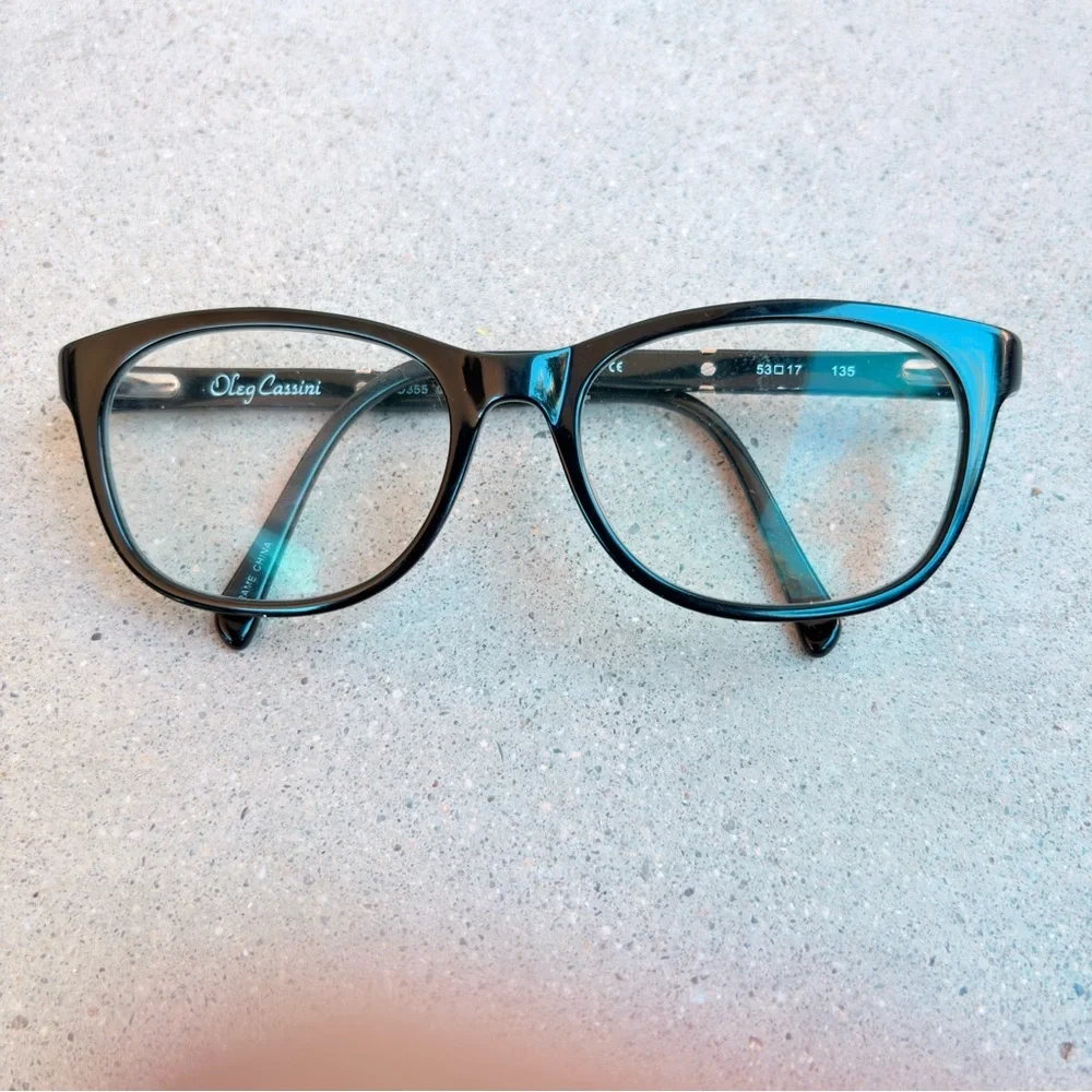 Oleg Cassini Cat Eye Womens Glasses Frame Only OCO355 Black 53|17|135